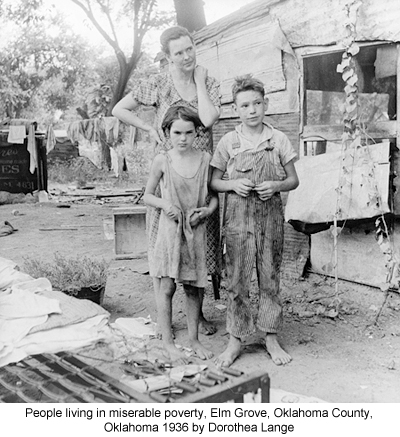 People Living in Miserable Poverty, Elm Grove, Oklahoma County, Oklahoma 1936 by Dorothea Lange